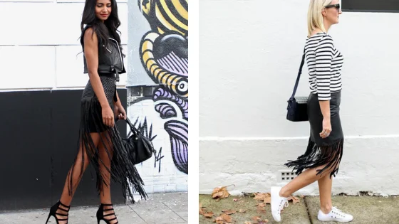 Domenique Heidy aponta que a tendência dos anos 70, saia de franja, está de volta