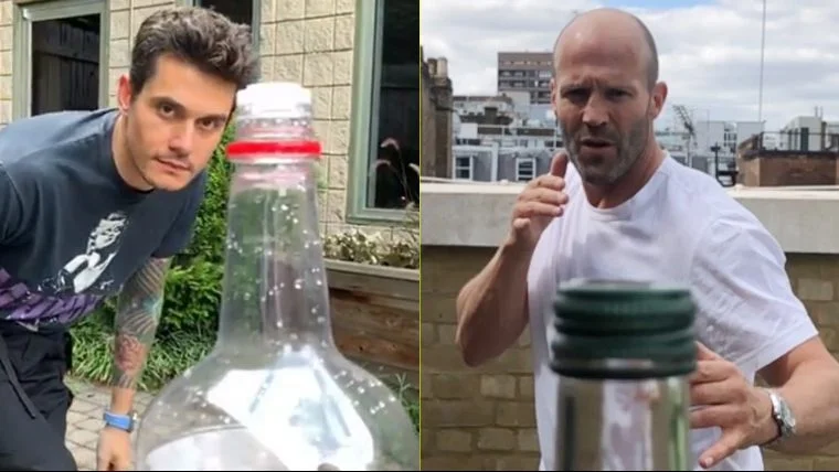 Desafio de abrir garrafa com o pé viraliza entre os famosos