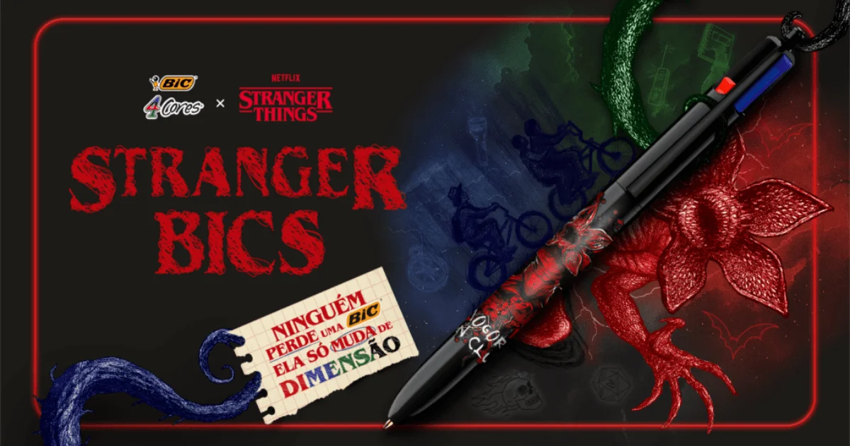 Caneta clássica da BIC entra no clima de ‘Stranger Things’ com nova coleção limitada