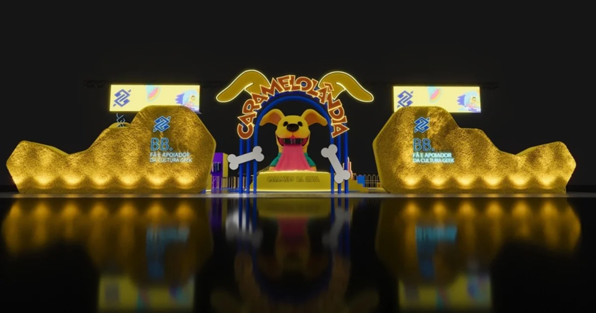 O vira-lata caramelo rouba a cena e foi o verdadeiro mascote da CCXP25 na ‘Caramelolândia’ do Banco do Brasil