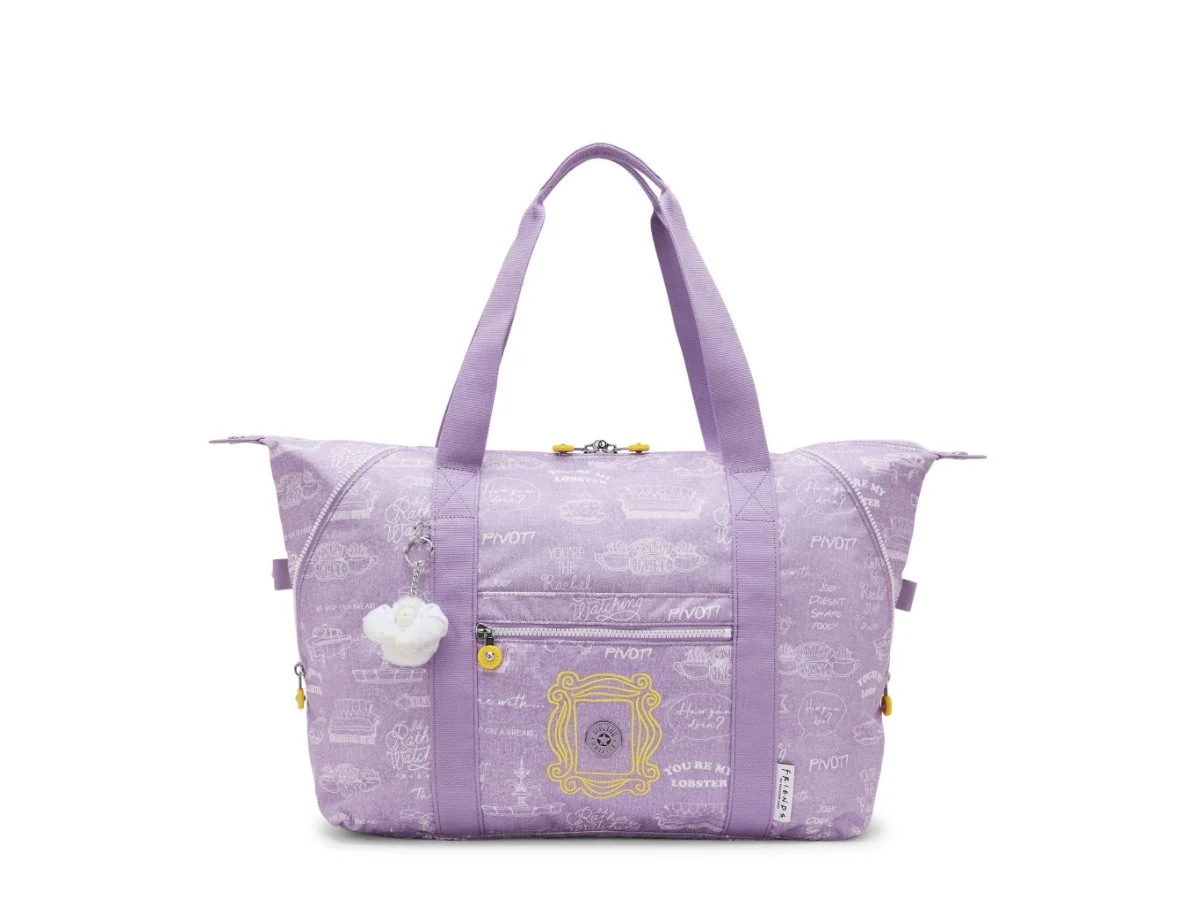 Bolsa Art M Kipling x Friends Framed Lilac com moldura amarela