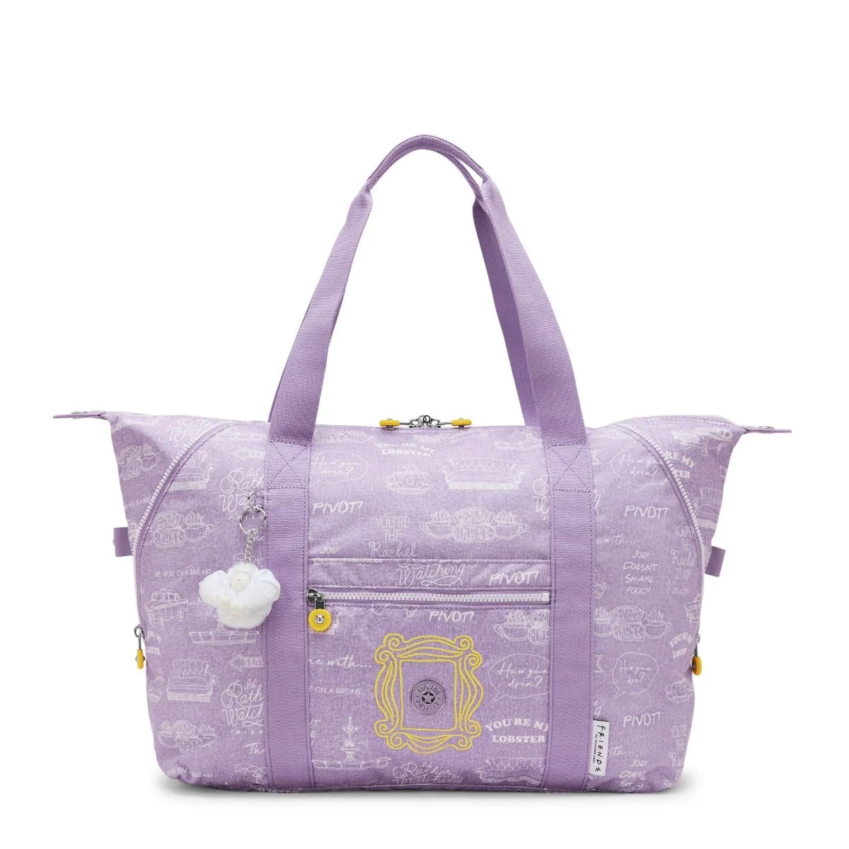 Bolsa Art M Kipling x Friends Framed Lilac com moldura amarela