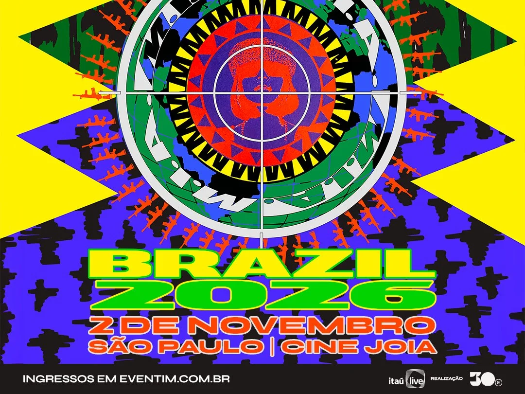 Cartaz do show da M.I.A. em S&atilde;o Paulo, no Cine Joia, em 2 de novembro de 2026