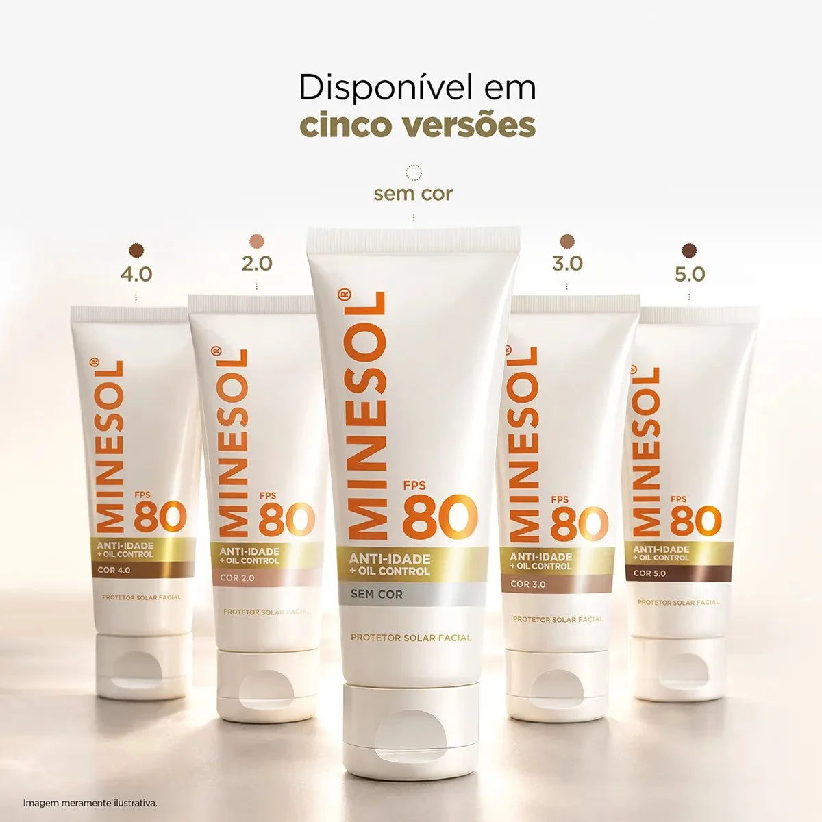 Protetor solar facial Minesol Oil Control FPS 80 sem cor