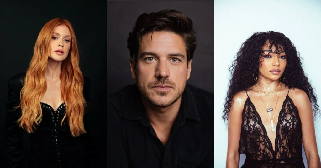 Marina Ruy Barbosa, Marco Pigossi e Any Gabrielly, elenco da série Obsessão do Prime Video