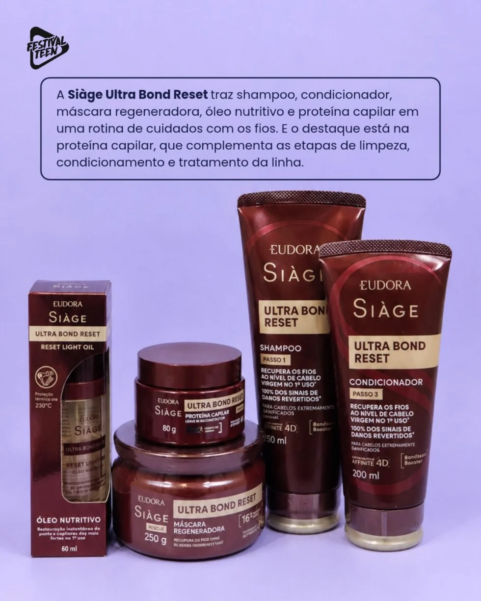 Linha Si&agrave;ge Ultra Bond Reset, da Eudora, no RecebidosFT