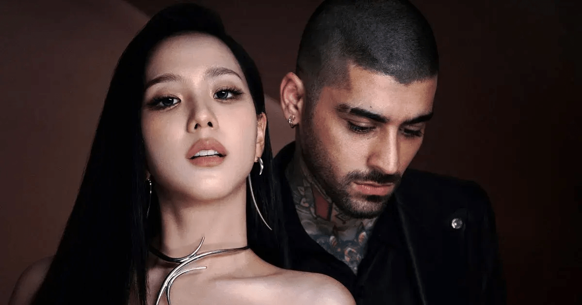 Capa so sinlge Eyes Closed com Jisoo, do BLACKPINK e Zayn Malik, ex-One Direction.