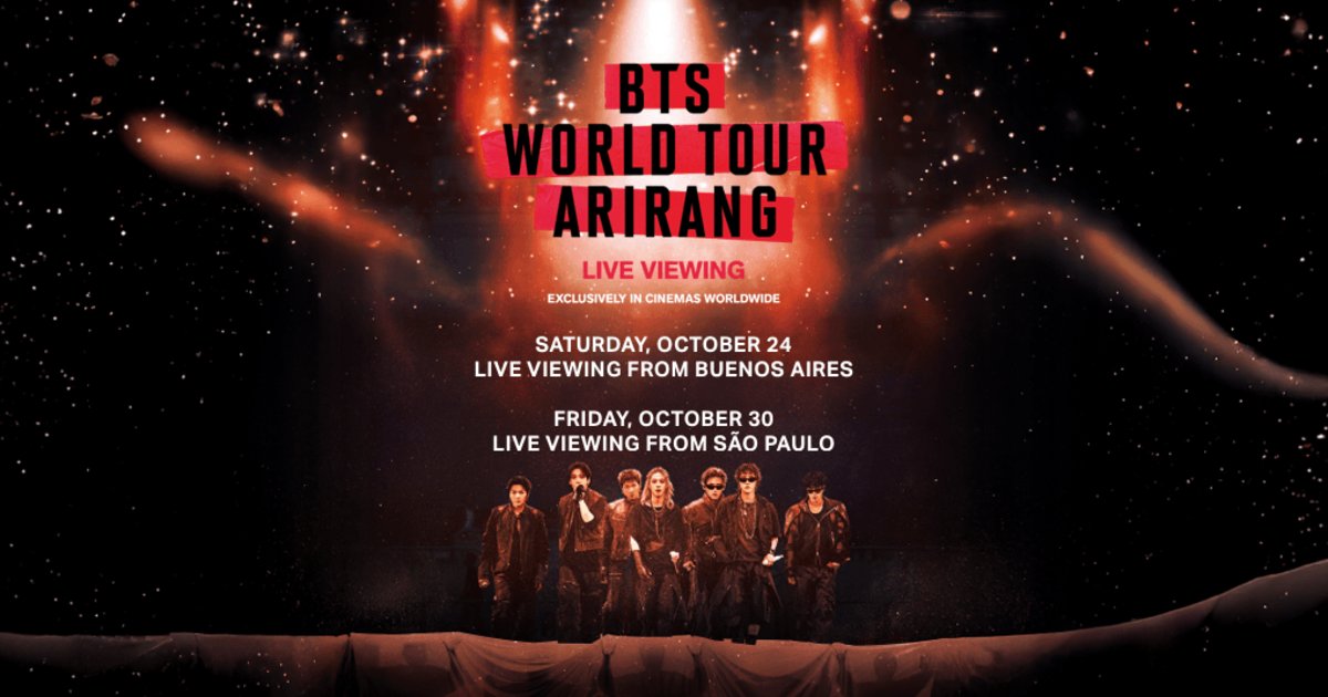 BTS nos cinemas: Cinemark transmite shows da turnê Arirang ao vivo