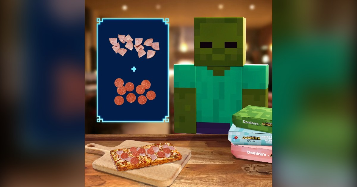 Pizza quadrada de Minecraft Dungeons II? Temos!